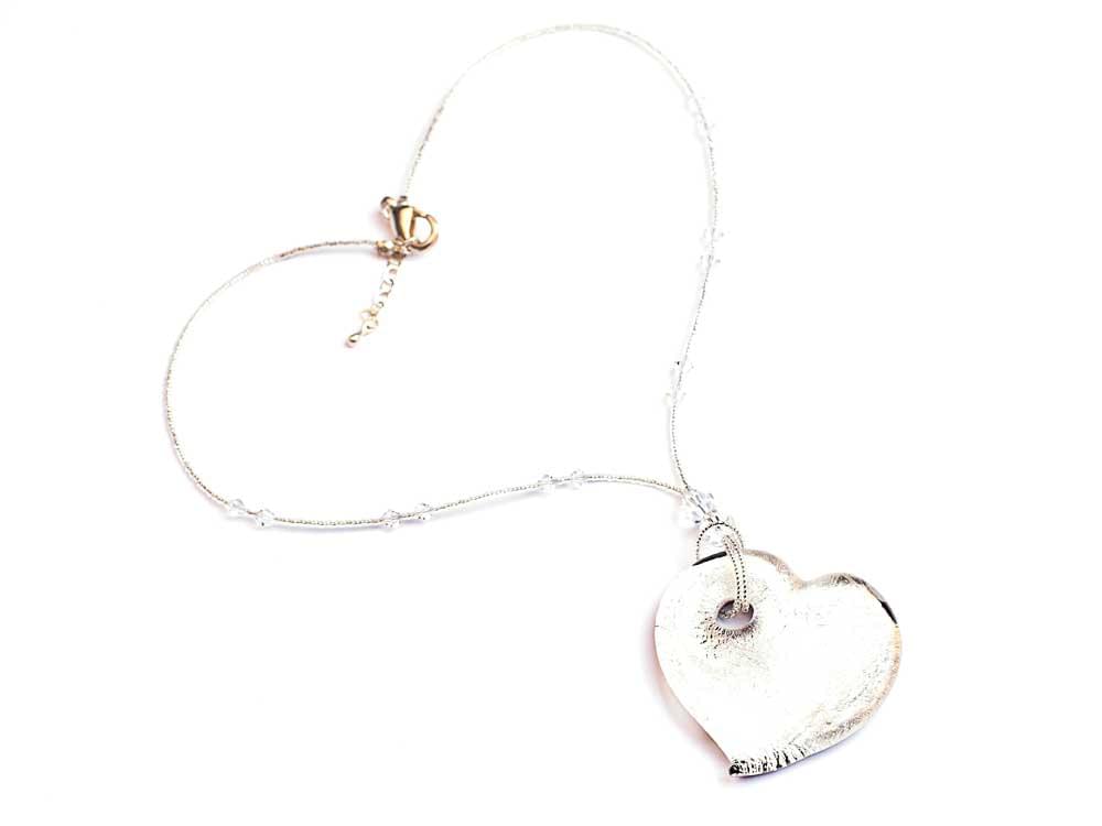 Glaciale - Large, heart shaped Murano Glass pendant